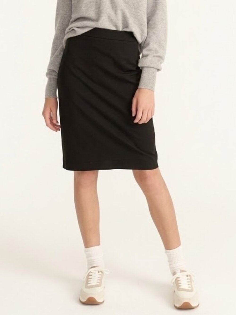 NWT J.Crew Petite No. 2 Pencil in Black Bi-stretch Cotton Skirt 8P